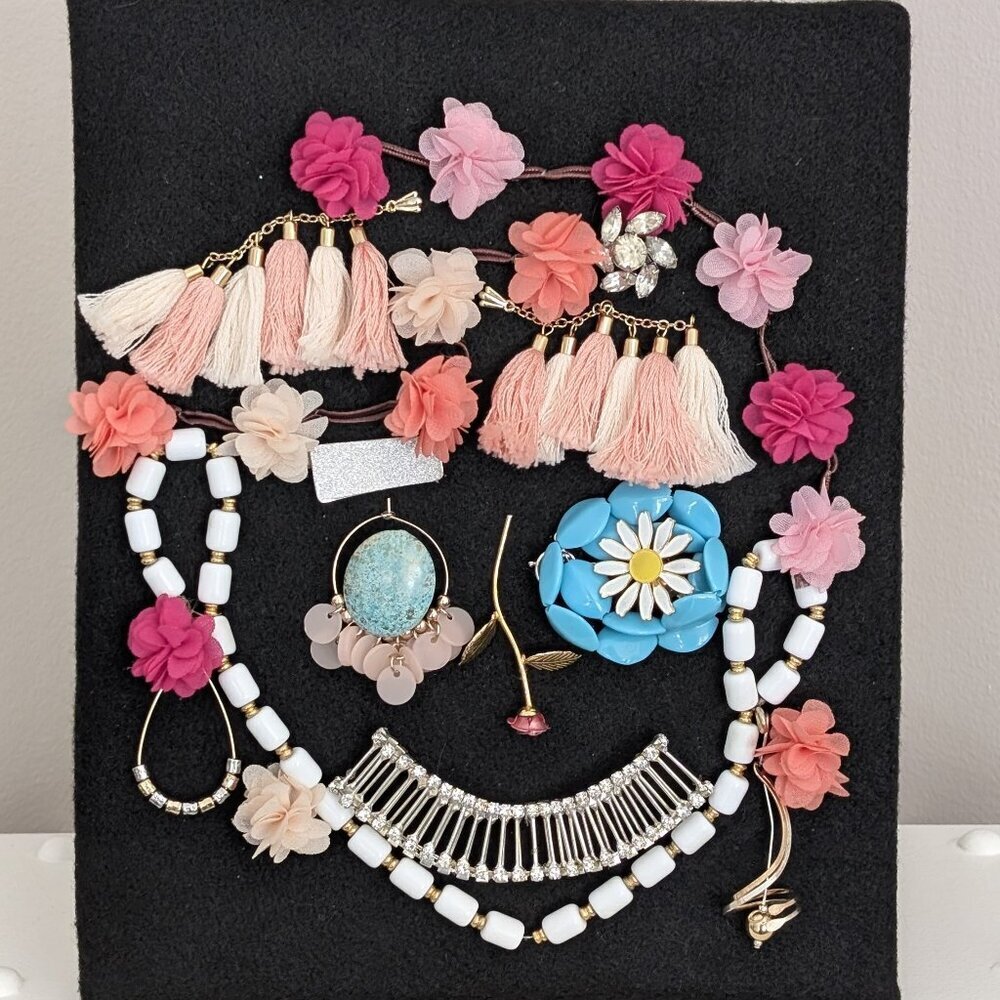 FRANCINE - Resting Gem Faces Handmade Upcycled Jewellery Portrait Art - Piece 2